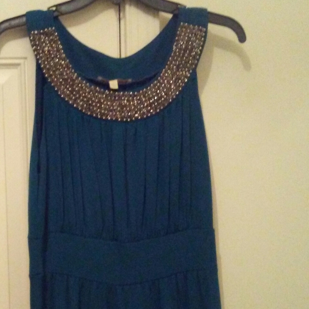 Long bluish green dress